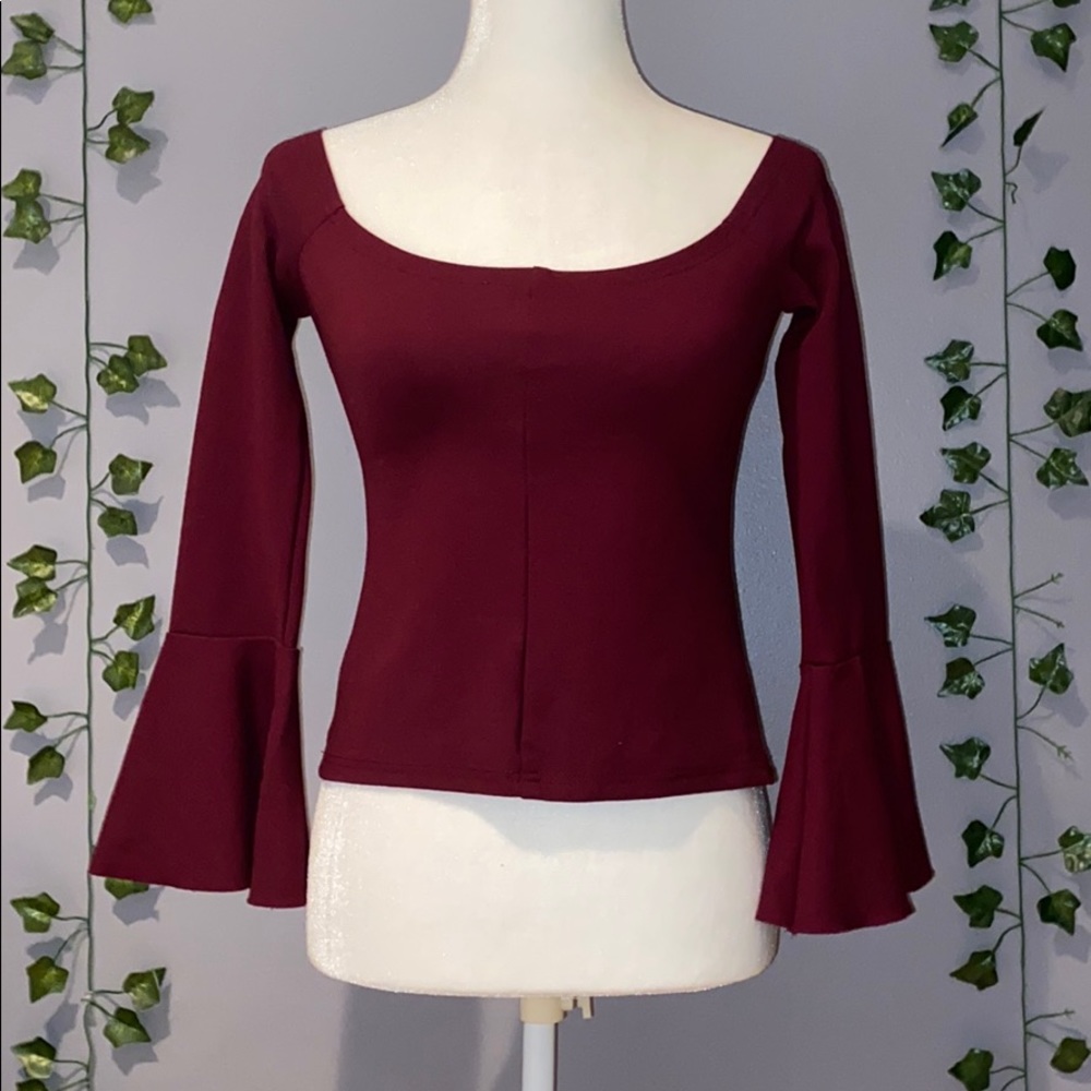 Women’s Nordstrom Maroon Off Shoulder Long Sleeve Blouse Small - Picture 15 of 16